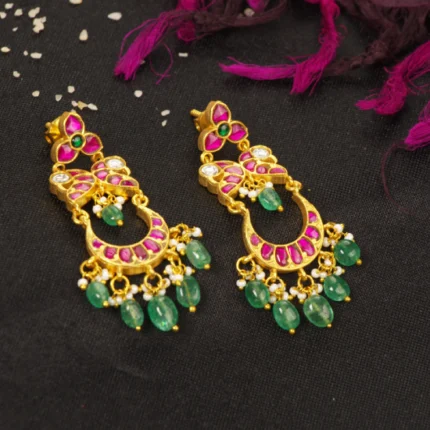 Gold Plated Light Weight Polki Kundan Jhumka
