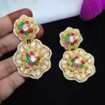 Kundan Fusion Earrings Light Weight - Image 2