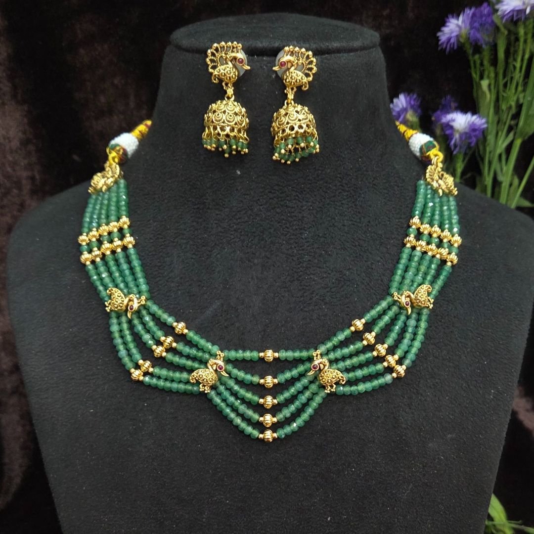 Untitled design (12) Antique - Nakshi Green Beads Neckset - Image 1