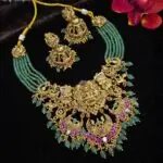 Gold Design Emerald Beads Necklace