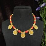 Coral Nakshi Lakshmi coin Necklace
