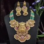 Nakshi Emerald Beads Necklace - Gold look alike