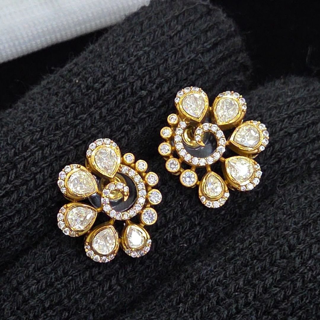 Untitled design (25) Premium Polki Moissanite Studs - Image 1