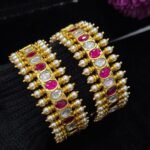 Jadau Kundan swarovski pearl Bangles -Openable Screw