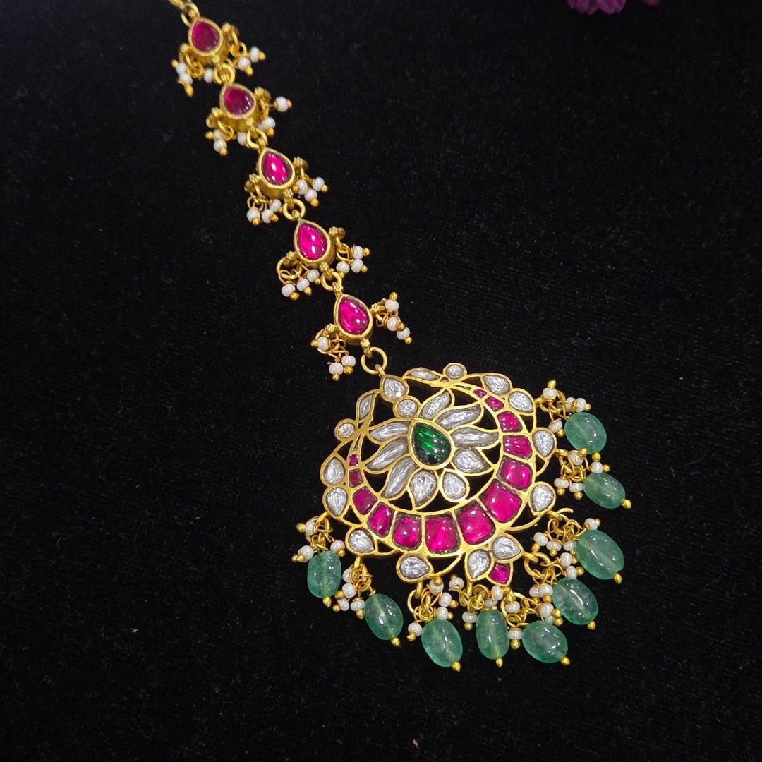 Untitled design (80) Jadau Kundan Maangtikka - Image 1