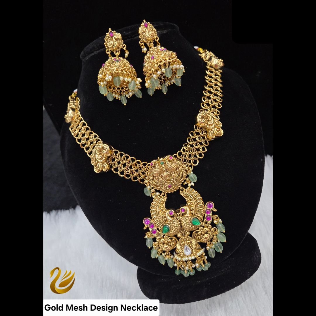 4850 Gold Mesh Design Necklace - Image 1