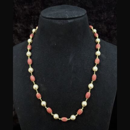 Coral pearl mala 18 inch