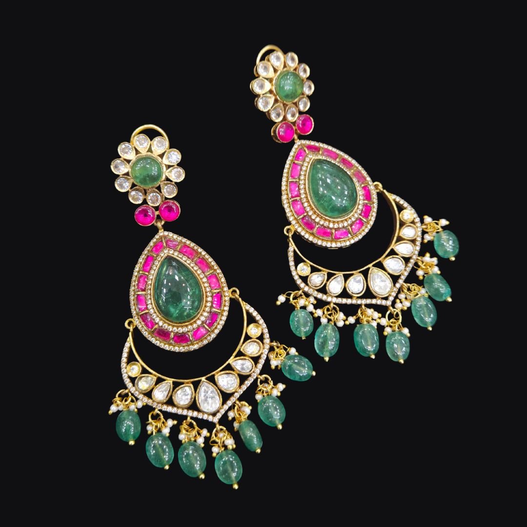 2750 (1) Jadau Polki Kundan Chandbali - Image 1