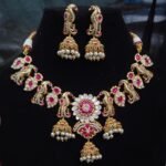 Antique Gold Peacock Choker Set - Necklaces