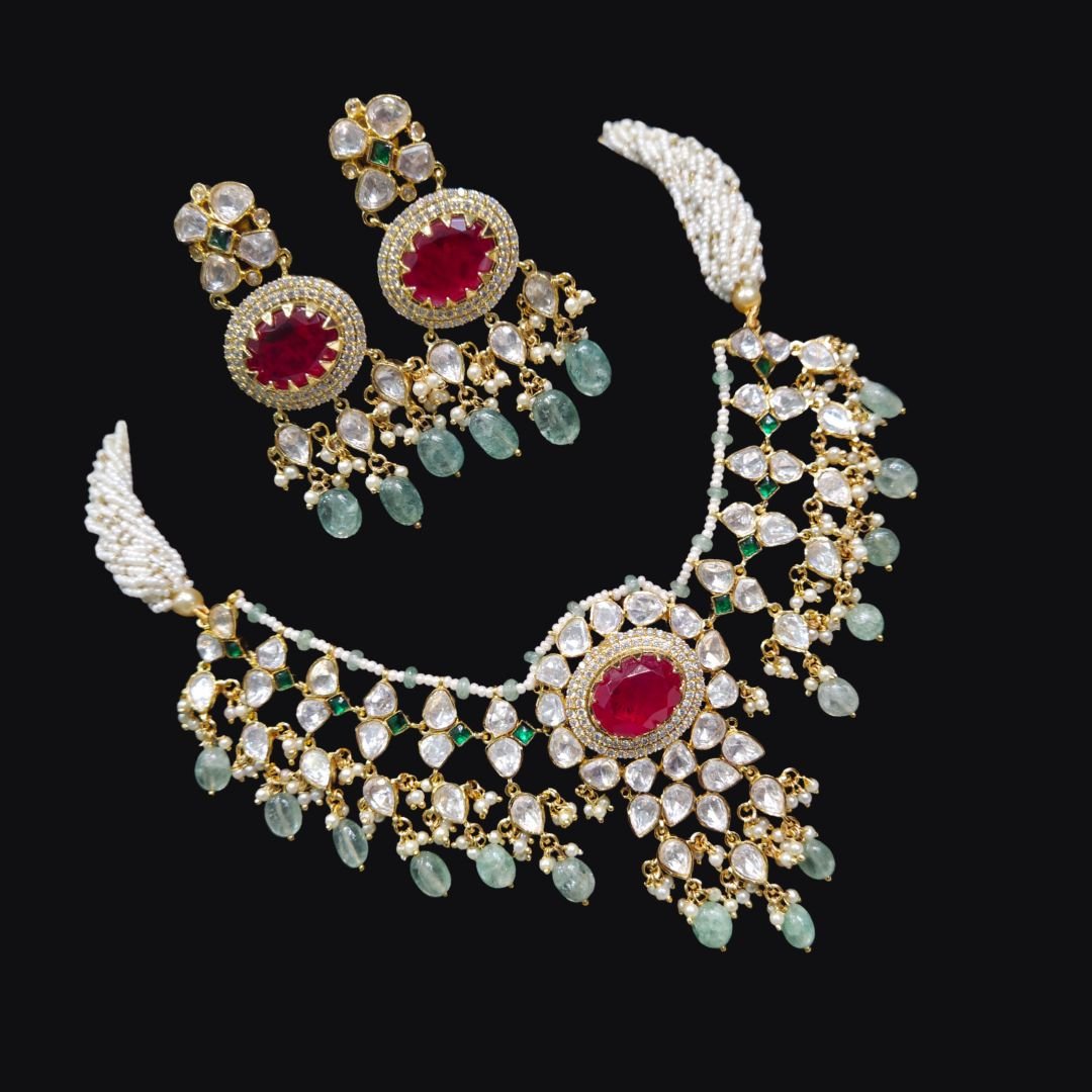 6500 (1) Royal Uncut Diamond Polki Choker Set - Image 1
