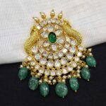 Heritage Twin Peacock Uncut Polki Chandbali Pendant
