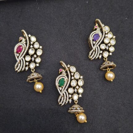 Peacock Polki Jhumka Pendant - Each