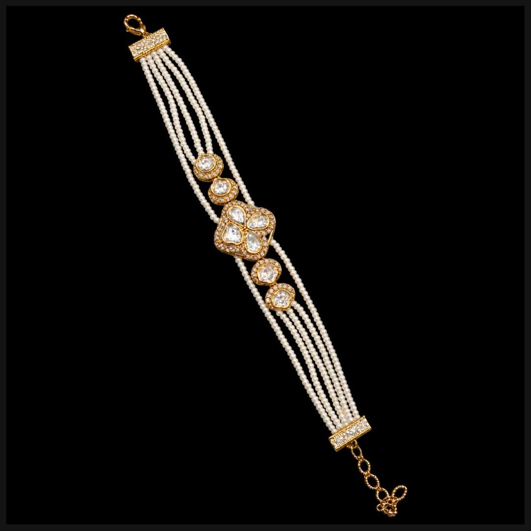Polki Floral Medallion Flexible Bracelet Polki Floral Medallion Flexible Bracelet - Image 1