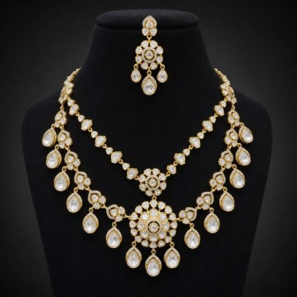 Polki Two-Layered Short Necklace Set