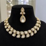Polki Double-Layer Teardrop Choker Necklace Set