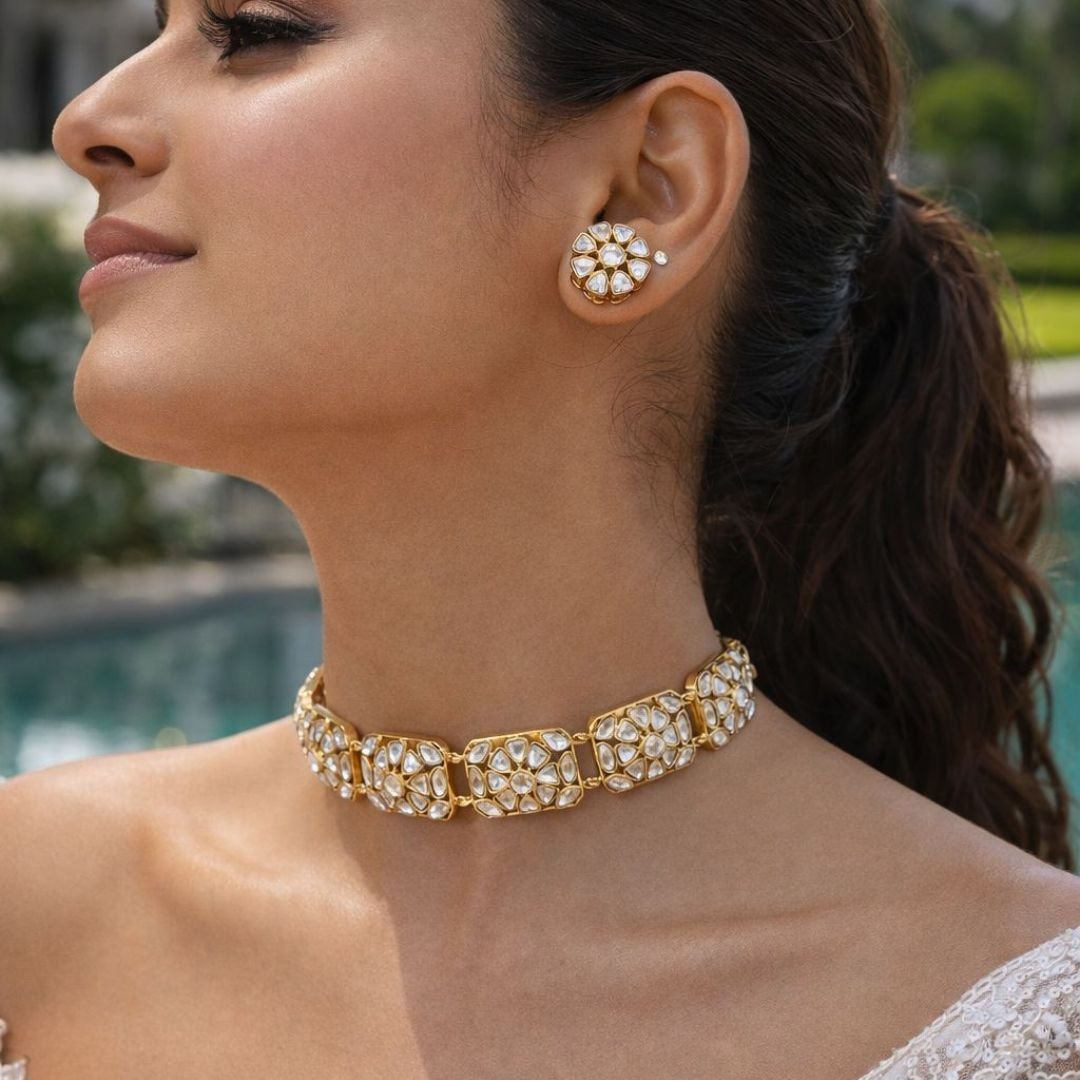 Untitled design - 2026-09-04T081648.987 Polki Square Block Floral Choker Set - Image 1