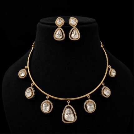 Polki Minimalist Rigid Wire Hasli Necklace Set