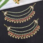 3-Layer Pearl & Green Bead Kundan Champasaralu