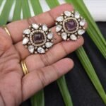 CZ Oval Rosette Stud Earrings