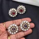 CZ Double-Halo Circular Rosette Stud - Each
