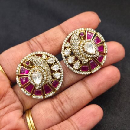 CZ Circular Peacock Motif Stud