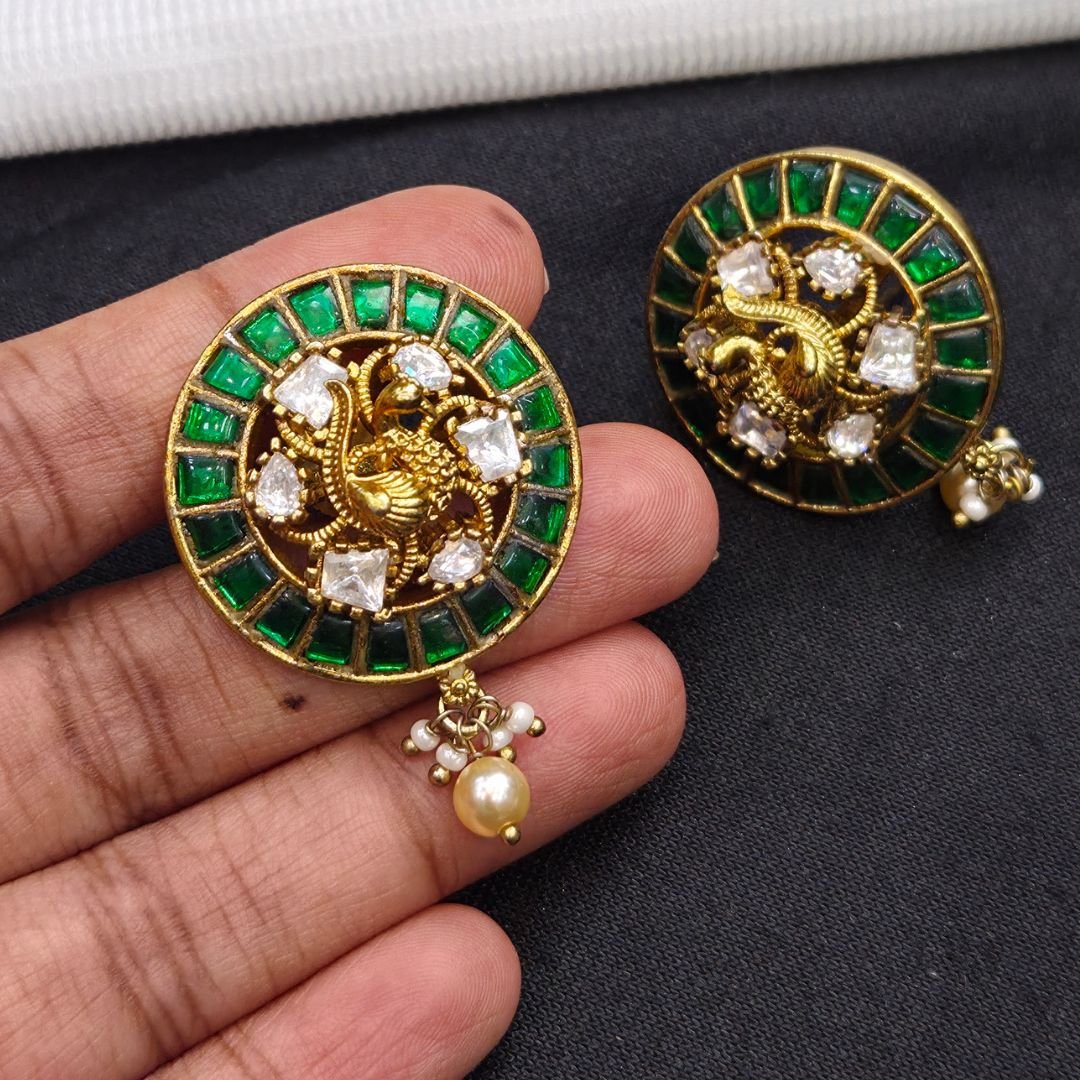 Untitled design - 2026-09-12T154347.936 Peacock Circular Stud Earrings - Image 1