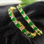 Gold Plated Green CZ Bangles - Image 2