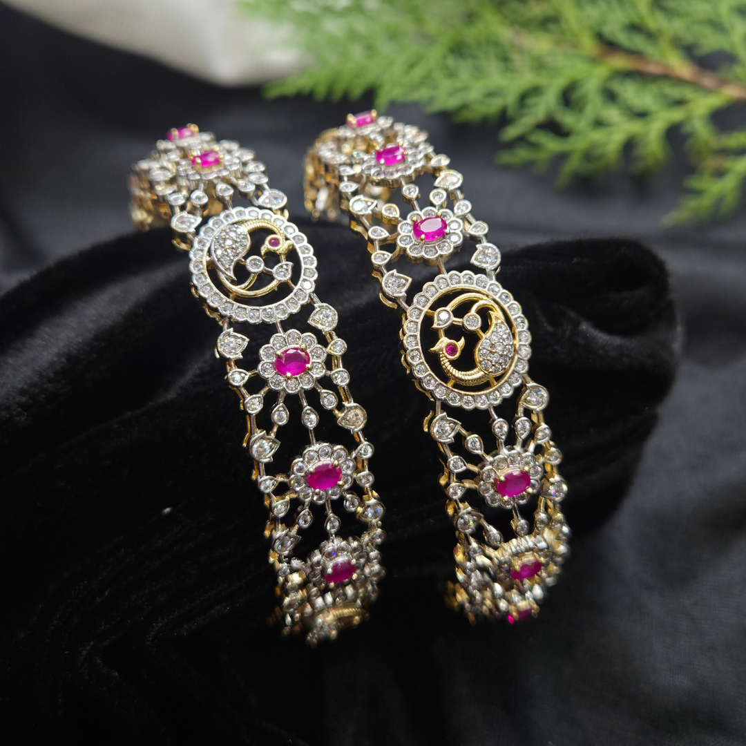 Untitled design (31) CZ Peacock Bangles - Image 1