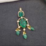 Victorian Dual Emerald Oval Polki Pendant