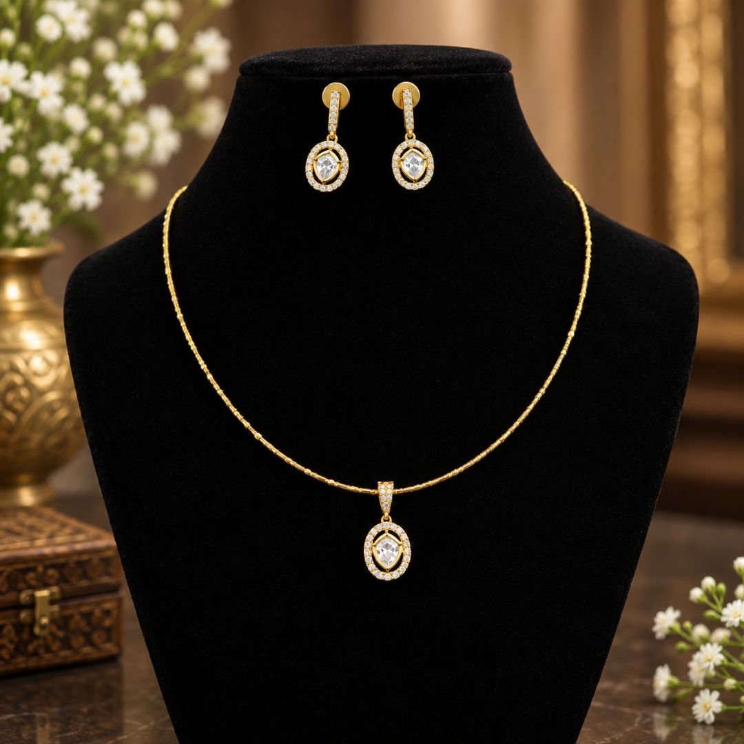 Victorian Oval Solitaire-Look CZ Pendant Set Victorian Oval Solitaire-Look CZ Pendant Set - Image 1