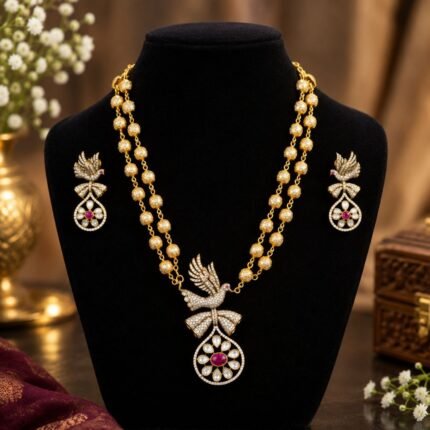 Victorian Regal Flying Bird Double-Strand Ball Necklace Set