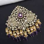 Victorian Twin Peacock Amethyst Polki Statement Pendant - Image 2