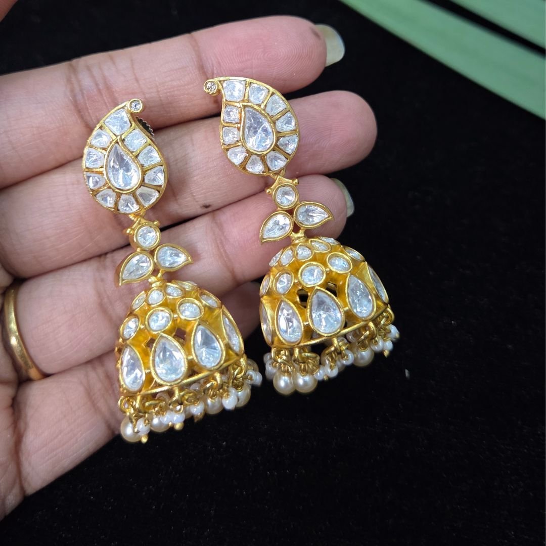 2650 Polki Jhumka Earrings - Image 1